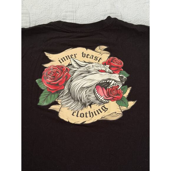 BEAST Other - black INRBSTCLO Inner Beast Clothing Wolf Roses Graphic Tee Sz Medium